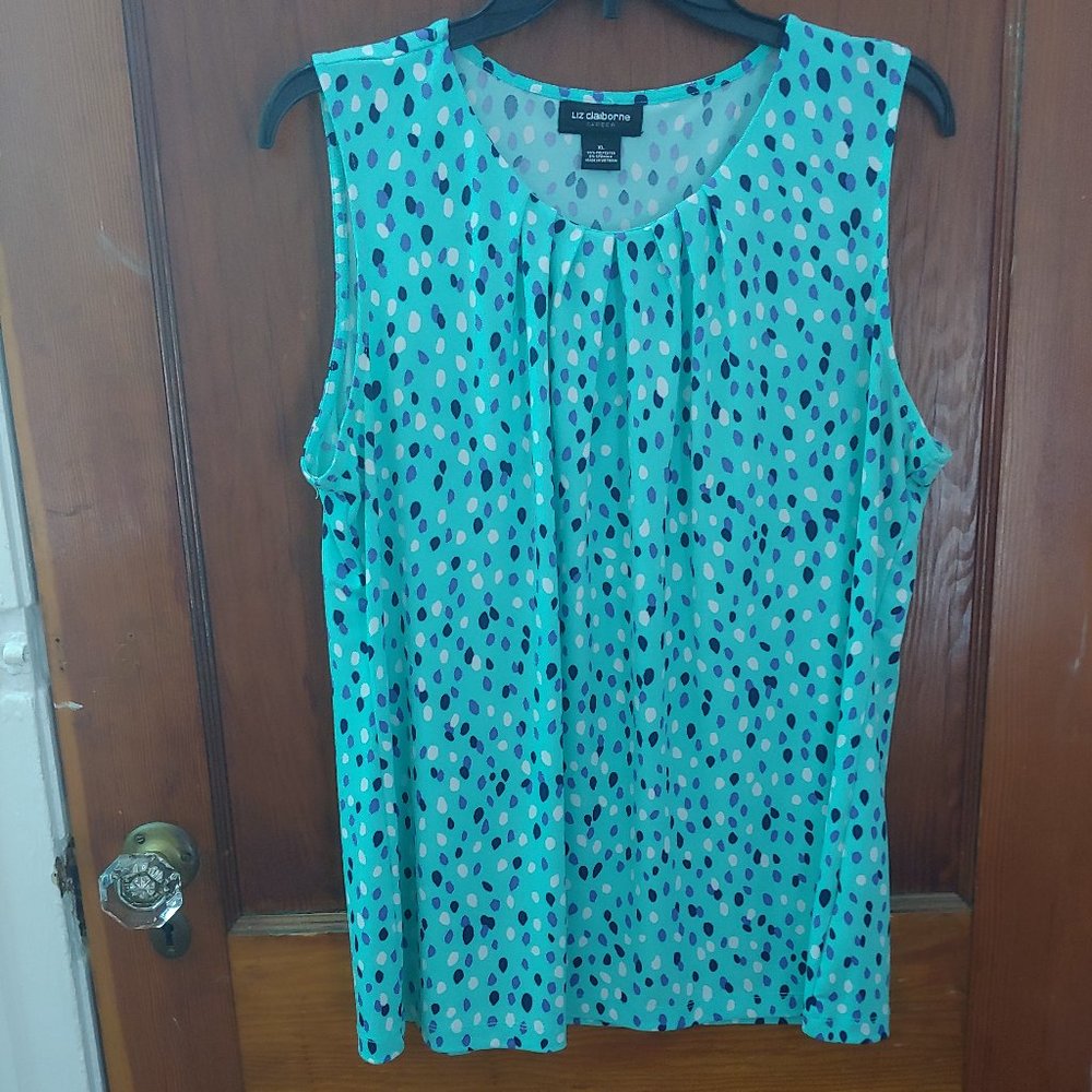 Aqua Sleeveless Polka dot Shirt